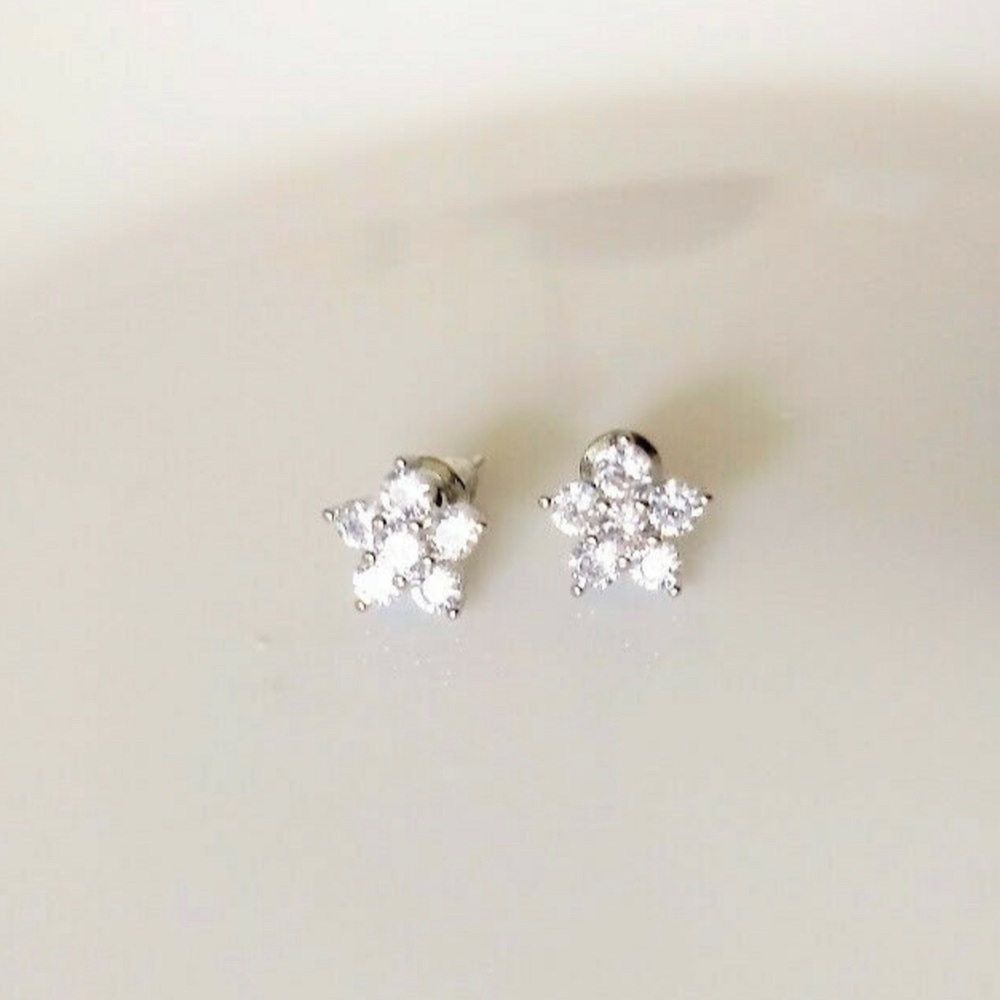Diamonique QVC Floral Stud Earrings